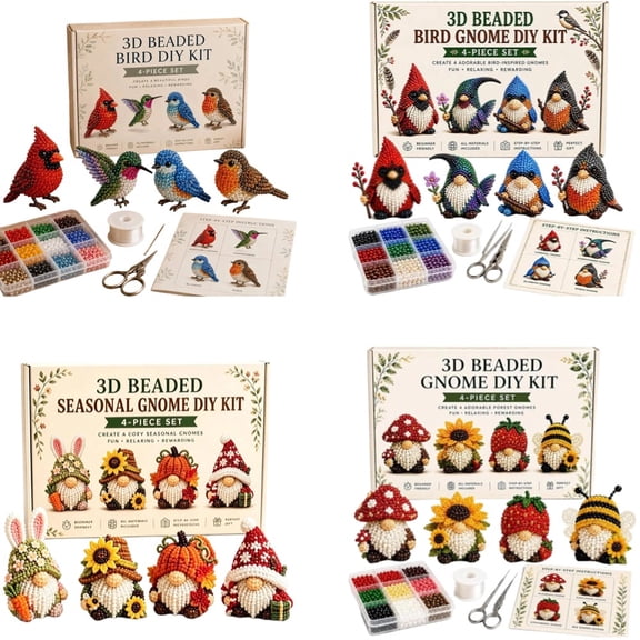 Tiny 3D Beaded Animal DIY Kit, DIY Animal Beading Embroidery Kit, All Accessories Included Beads String Tools Guide, Stress Relief Focus for Adults Teens, Desk Decor Vibrant Charm