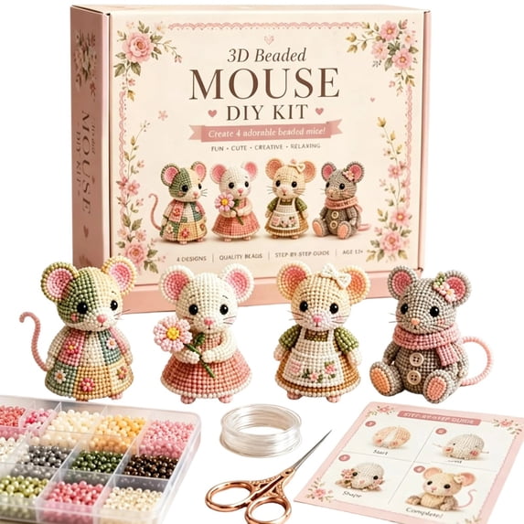 Tiny 3D Beaded Animal DIY Kit, DIY Beading Embroidery Kit, 3D Animal Themed Beadwork Kit, DIY Animals Beaded Carft Kit for Beginners & Craft Enthusiasts