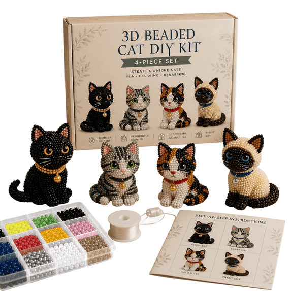 Tiny 3D Beaded Animal DIY Kit for Kids & Adults – Cute Handmade Seed Bead Animal Craft Set, Creative DIY Decoration Gifts for Desk Decor, Pet Lovers Adults Beginners