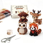 Tiny 3D Beaded Animal DIY Kit, Petite DIY Beaded Animal Craft Kit, 3D Animal Themed Beadwork Kit for Beginners & Craft Enthusiasts, with Colorful Beads & Instructions Forest Friends