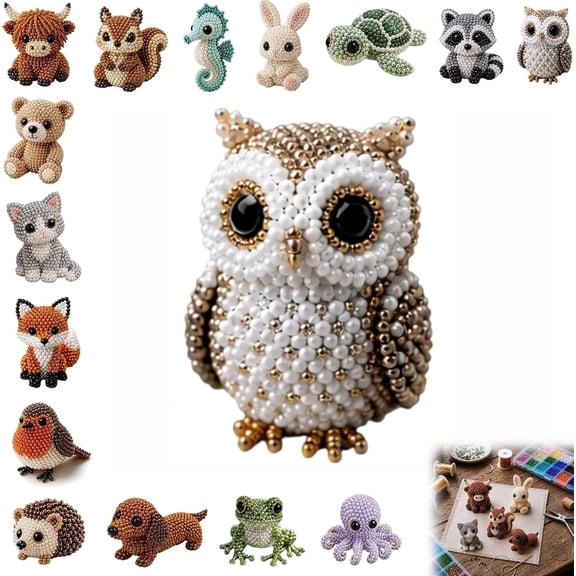 Tiny 3D Beaded Animal DIY Kit, Premium Beading Kit for Adults and Teens, Fun Bead Embroidery AnimalMaking Set