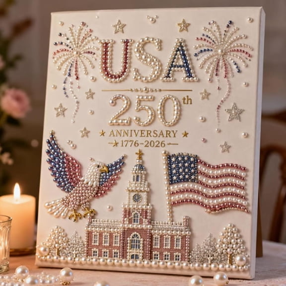 Tiny 3D Beaded DIY Kit, America Theme Beaded DIY Kit Edition Patriotic Craft Collection, Craft Collection for 4th of July Handmade Bead Art Set with Instructions (A)