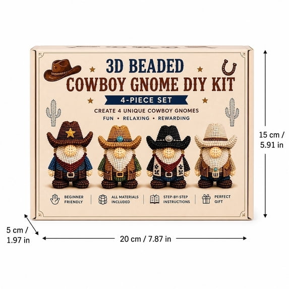 Tiny 3D Beaded Gnome DIY Kit, 4-Piece Cute Forest Gnome Beading Set, Handmade Bead Art Kit, Decor Gift for Craft Lovers Adults Teens D