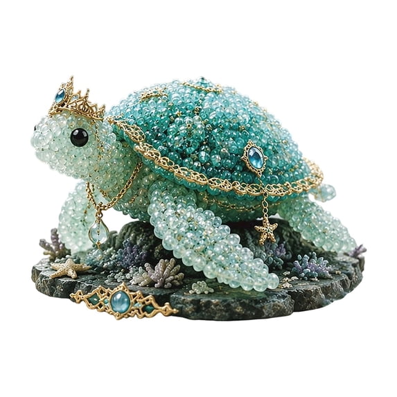 Tiny 3D Beaded Turtle DIY Kit, Easy DIY Beading Embroidery Kit with 4 Cute Designs, 3D Animal Themed Beadwork Kit for Beginners & Craft Enthusiasts, with Instructions
