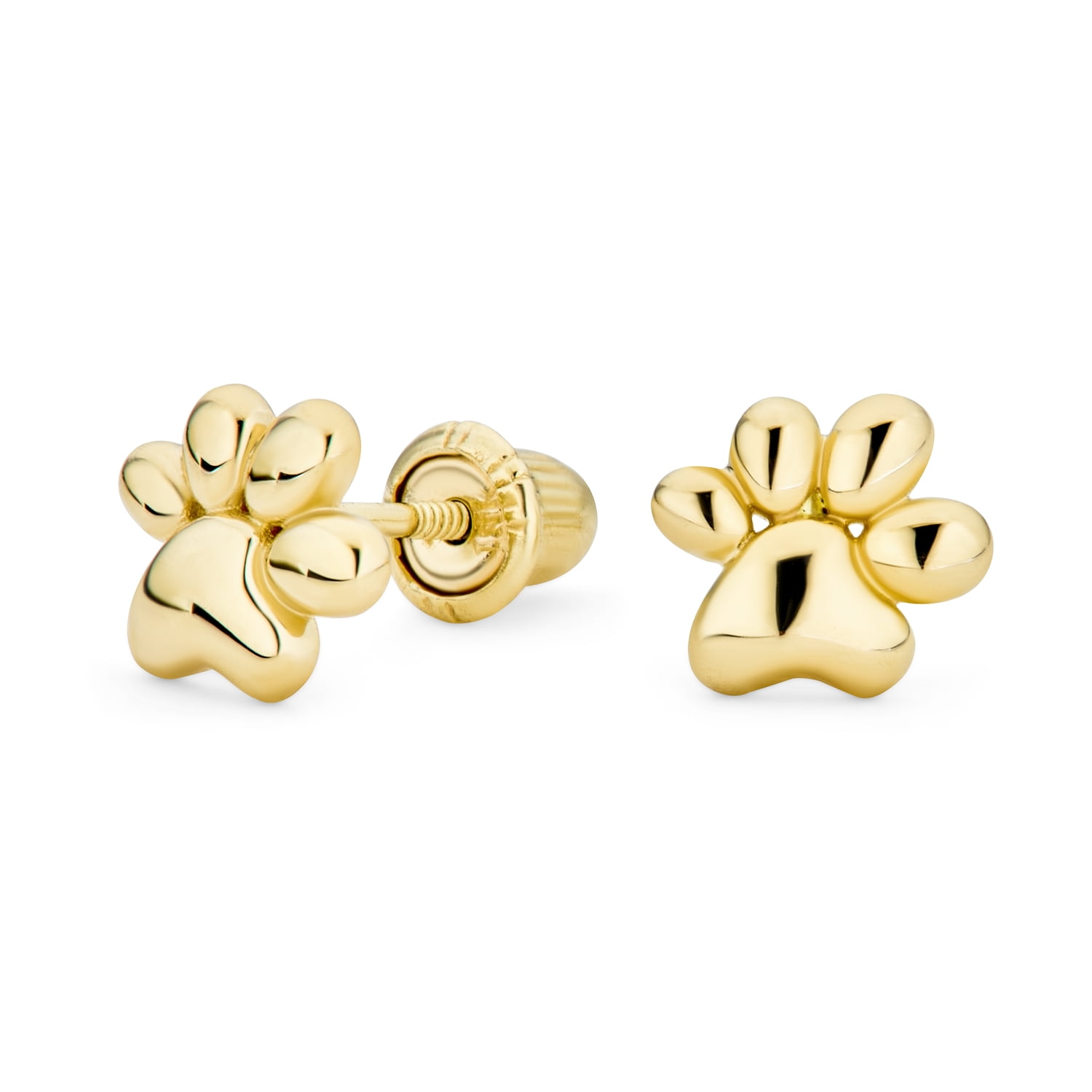 14k gold sale paw print earrings