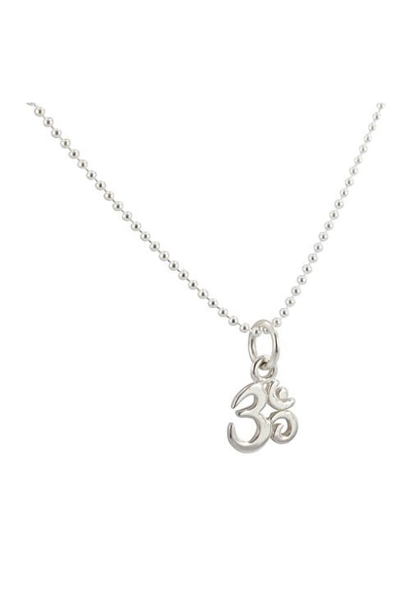 Tiny Aum / Om Necklace on Sterling Silver 1mm Bead Chain, #6837 (16 Inches)