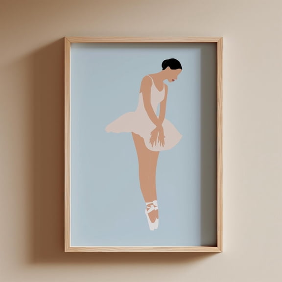 Tiny Ballerina Dancing Minimalist Ballet Dancer Art for Dancer Cute Little Girl Room Decor, Unframed Poster