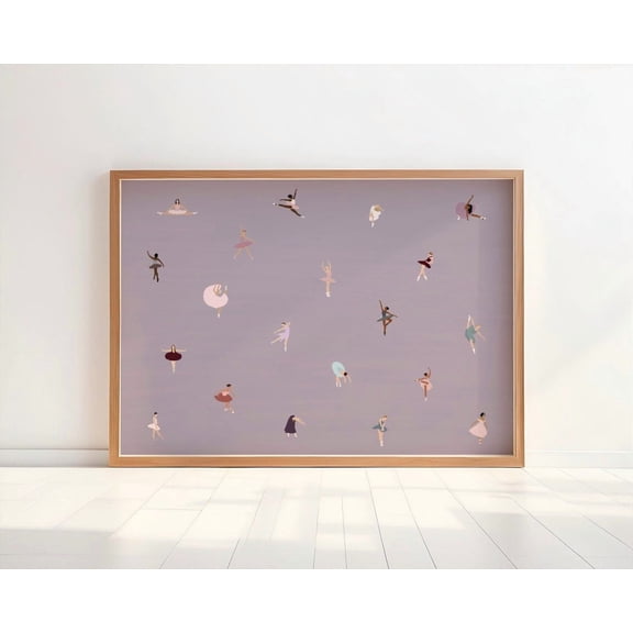 Tiny Ballerinas Minimalist Ballet Dancers Dancer Horizontal Little Girl Room Decor, Unframed Poster