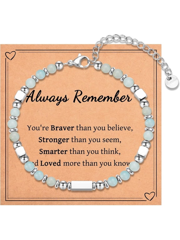 Tiny Beaded Bracelet Gifts for Teen Girls Women, Christmas Stocking Stuffers Easter Birthday Valentines Day Gifts with Inspirational Card