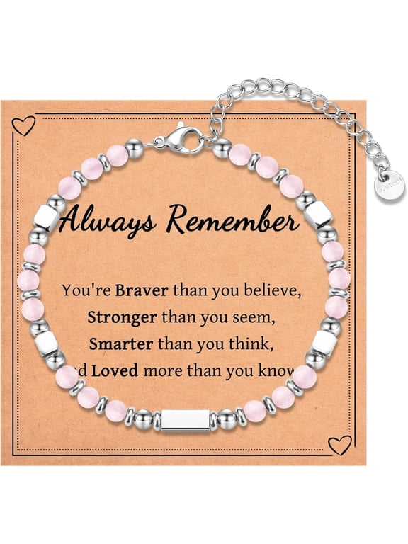 Tiny Beaded Bracelet Gifts for Teen Girls Women, Christmas Stocking Stuffers Easter Birthday Valentines Day Gifts with Inspirational Card