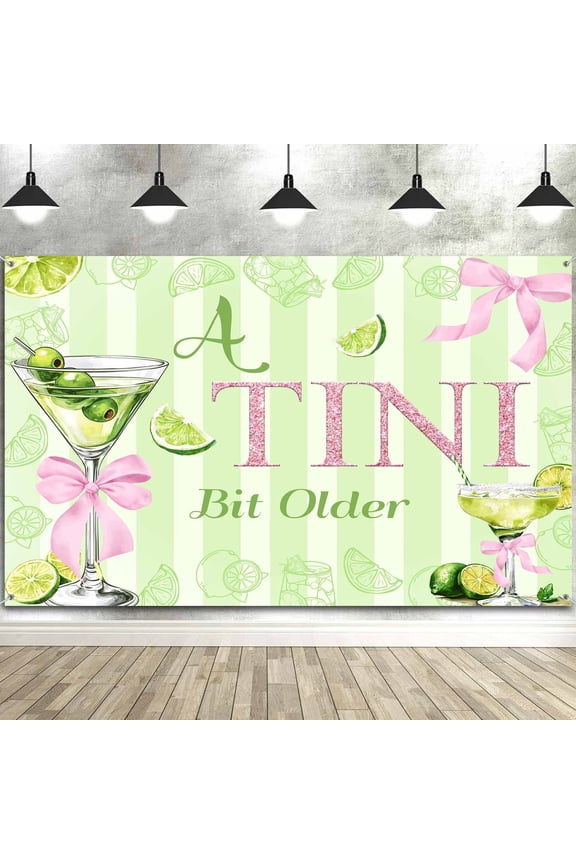 A Tiny Bit Older Backdrop,Martini Bow Themed Party Decorations,for Girl Women Birthday Bridal Shower Wedding Espresso Martini Bachelorette,Tini Bar Party Decor-5x3FT