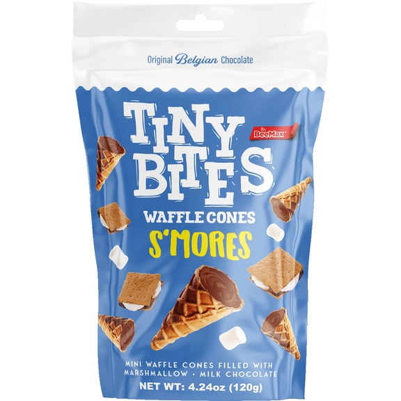 Tiny Bites Milk Chocolate & S'mores Flavored Cream Filled Mini Waffle Cones, 12 Count, 4.24 oz
