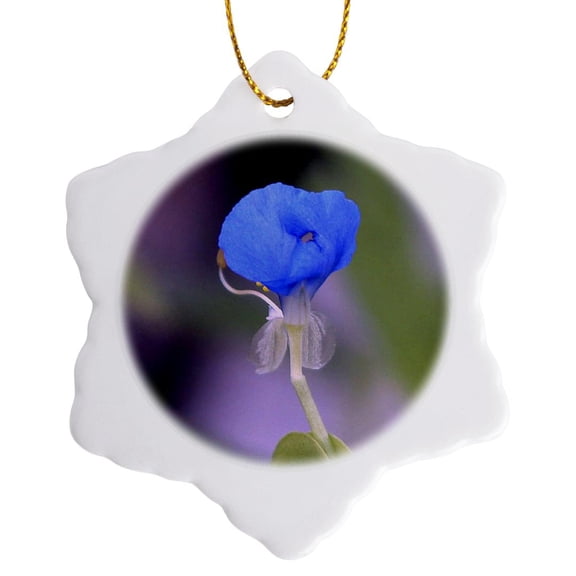 3drose, Tiny Blue Water Iris, 3 inch Snowflake Porcelain Ornament