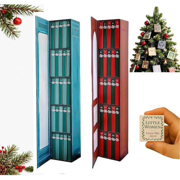 Tiny Books Advent Calendar 2026, 25 Days of Miniature Book Ornaments, Christmas Book Countdown for Shelf and Desk Decor, Literary Gift for Readers and Teachers(2 Pcs)