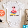 thumbnail image 1 of Tiny Bookworm Baby Reveal Onesie, School Librarian Baby Announcement, Bookworm Infant Vintage Bodysuit Onesie,Reader Baby Bodysuit Cute Baby Onesie, BABY BODYSUIT LAT 4424, 1 of 3