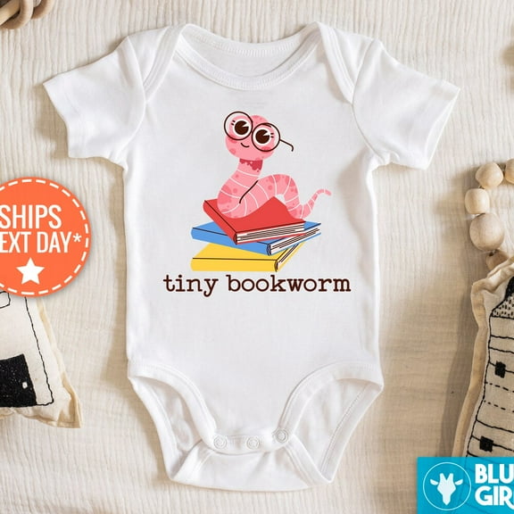 Tiny Bookworm Baby Reveal Onesie, School Librarian Baby Announcement, Bookworm Infant Vintage Bodysuit Onesie,Reader Baby Bodysuit Cute Baby Onesie, BABY BODYSUIT LAT 4424