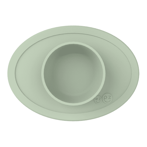 ezpz Tiny Bowl (Sage) - 100% Silicone Placemat + Bowl - Suctions to the Surface - Designed by a Pediatric Feeding Specialist - 6 Months+