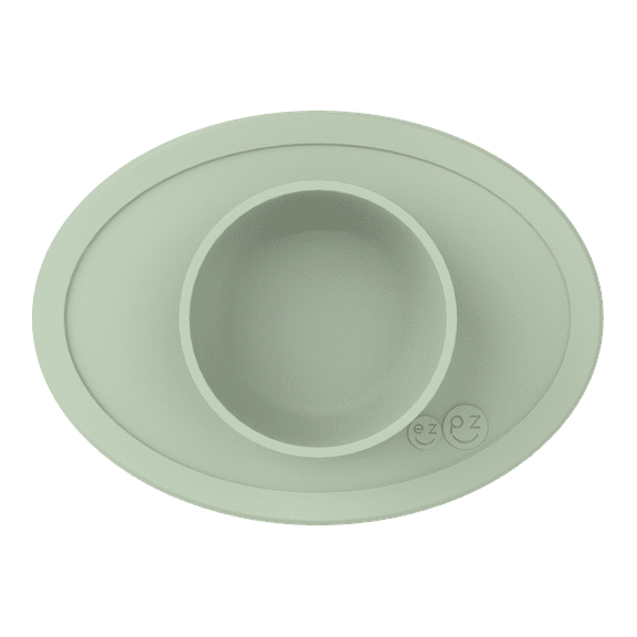 ezpz Tiny Bowl (Sage) - 100% Silicone Placemat + Bowl - Suctions to the Surface - Designed by a Pediatric Feeding Specialist - 6 Months+
