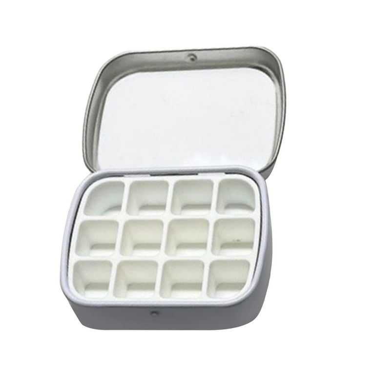 Tiny Box Pigment Small Iron Box 12 Grids Simple Container Durable Solid Pigment Storage Box for DIY Travel Tin Case Art Drawing Travel