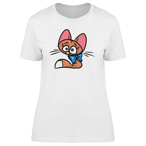 Tiny Cartoon With Blue Ribbon T-Shirt Women -Image by Shutterstock, Female Small