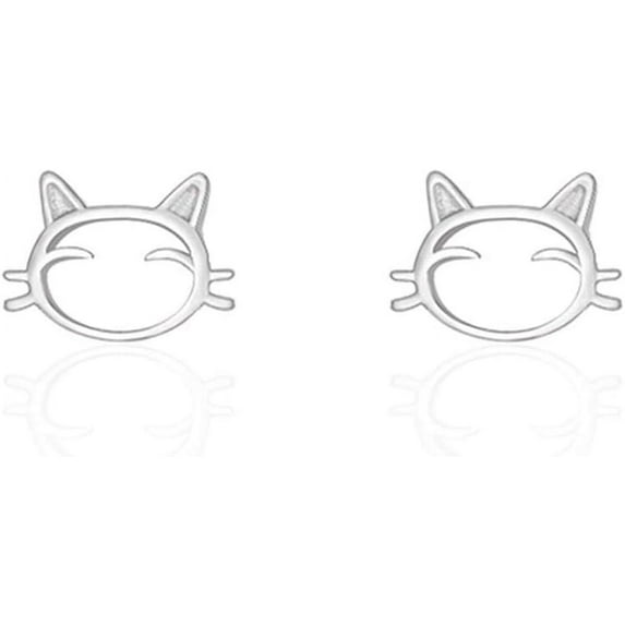 Tiny Cat Stud Earrings S925 Sterling Silver Minimalist Cute Animal Pet Small Cartilage Earring Studs Posts Ear Piercing Christmas Jewelry Hypoallergenic for Women