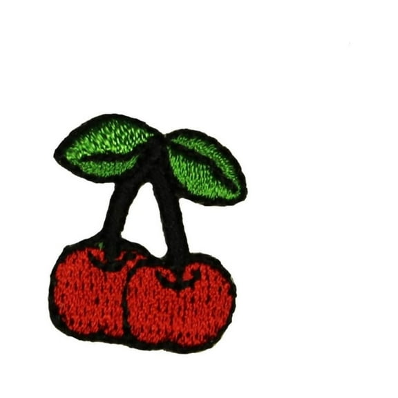Tiny Cherry With Stem Patch Fresh Food Summer Fruit Embroidered Iron On Applique