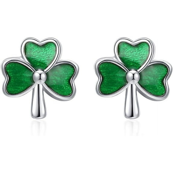 Tiny Clover Stud Earrings for Women 925 Sterling Silver Leaf Shamrock Earrings Irish Studs Cartilage Earrings St Patricks Day Jewelry Gifts