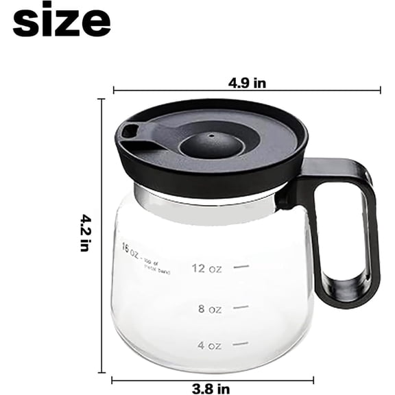 Tiny Coffee Pot Mug, Upgraded Mini Coffee Pot Mug, 16 Oz with Spill Proof Lid, Unique Heatproof Large Capacity, Clear Ounce Marks Glass Construction (1Set)