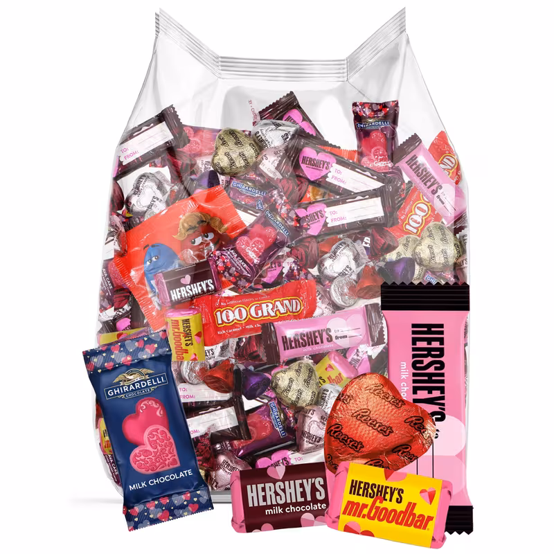 Valentine Chocolate Valentines Candy Bulk Pack, Assorted Individually Wrapped Chocolate Candy for Parties, Classrooms & Gift Bags, 2 Pounds