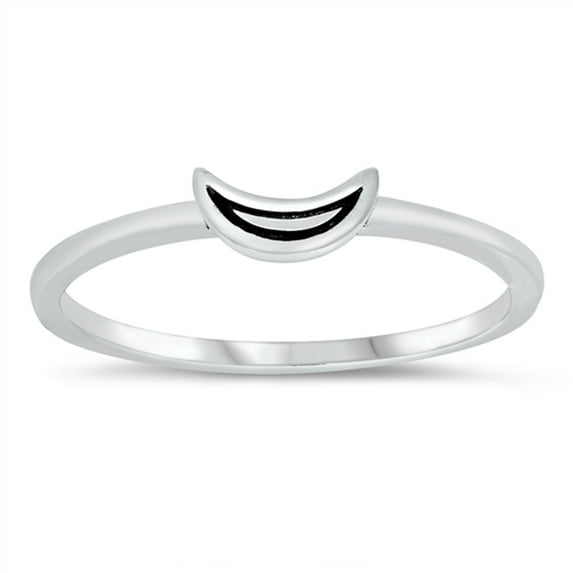 Tiny Crescent Moon Boho Ring .925 Sterling Silver Band Jewelry Female Male Unisex Size 10
