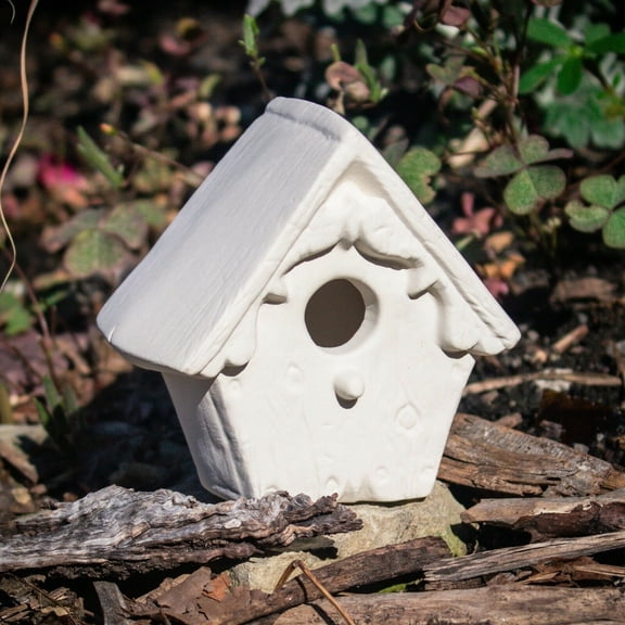 Tiny Cute Bird House 3.75" IN STOCK Ceramic Bisque Ready To Paint Pottery