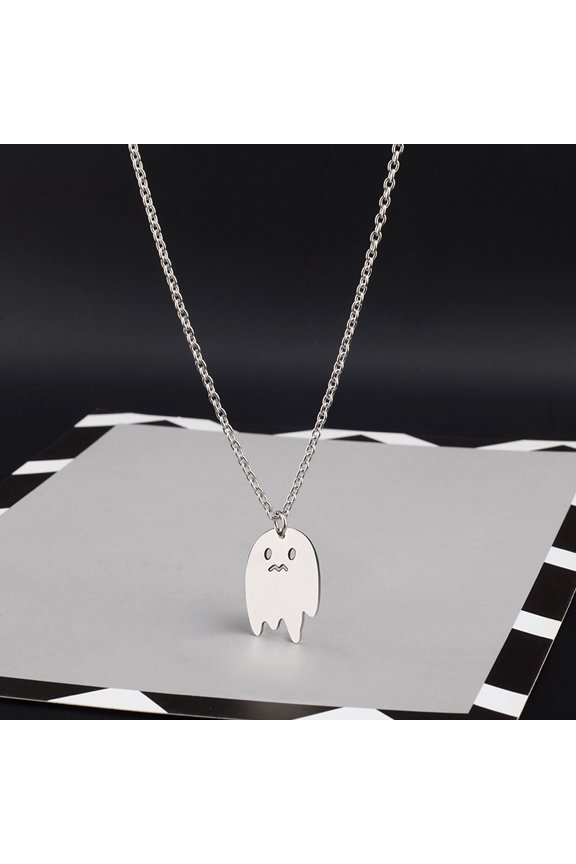 Tiny Cute Ghost Necklace Halloween Funny Jewelry.