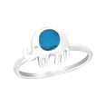 thumbnail image 1 of Tiny Cute Little Elephant w/ Simulated Blue Turquoise Sterling Silver Ring for Female Anniversary Size - 6, 1 of 5