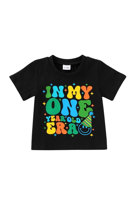 1st Birthday Outfit Boy Toddler T-Shirt Clothes 1 Year Old Summer Short Sleeve Top for 12-18 Months
