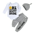 thumbnail image 1 of Tiny Cutey Baby Boy 1st Birthday Outfit Fall Winter Long Sleeve Bodysuit Romper Pants Hat Coming Home Outfit Clothes Set for 3-6 Months, 1 of 7