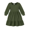 thumbnail image 1 of Tiny Cutey Baby Girl Dress Clothes Fall Long Sleeve Square Neck Solid Vintage Dresses Outfit Set for 4-5T, 1 of 7