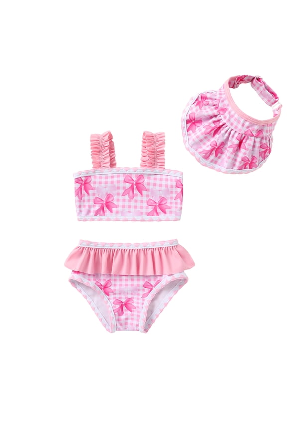 Baby Girl Swimsuit Toddler Summer Bikini Beach Bathing Suit with Hat for 18-24 Months