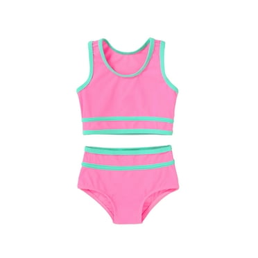 Tiny Cutey Girl Tankini Swimsuit Kid Summer Sleeveless Vest Top Bikini Bathing Suits Set 2pcs for 4-5T