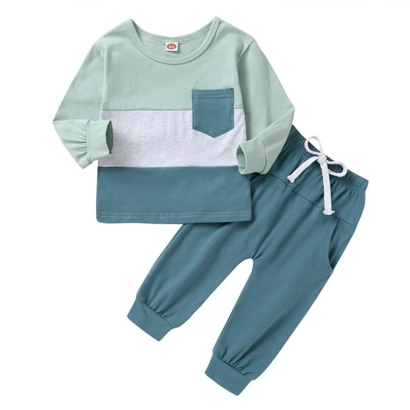 Tiny Cutey Infant Baby Boy Fall Clothes Outfits Toddler Long Sleeve Top Pants Winter Set for 6-12 Months