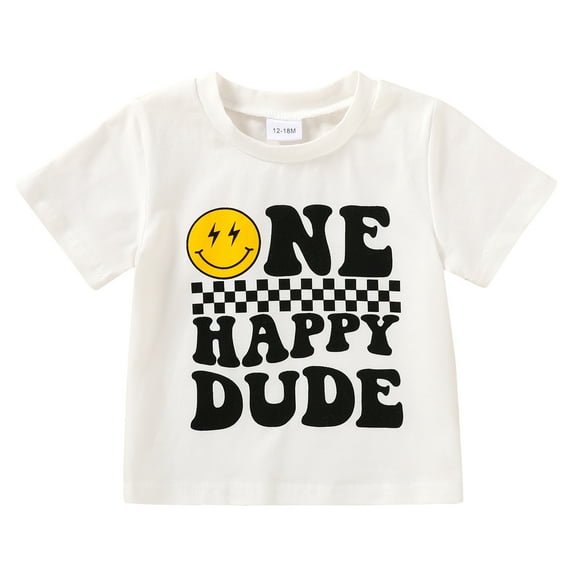 Tiny Cutey Toddler Baby Boy T-Shirt Clothes 1 Year Old First Birthday Outfit Boy Summer Short Sleeve Top for 6-12 Months
