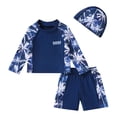 thumbnail image 1 of Tiny Cutey Toddler Boys Swimsuit Baby Long Sleeve Top Shorts Trunks Bathing Suit Set Swimwear Outfit with Hat for 12-18 Months, 1 of 7