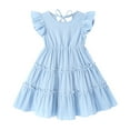 thumbnail image 1 of Tiny Cutey Toddler Baby Girl Dress Summer Ruffle Sleeve Solid Beach Boho Dresses Sundress Clothes for 2-3T, 1 of 6