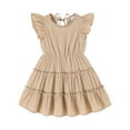 thumbnail image 1 of Tiny Cutey Toddler Baby Girl Dress Summer Ruffle Sleeve Solid Beach Boho Dresses Sundress Clothes for 3-4T, 1 of 7
