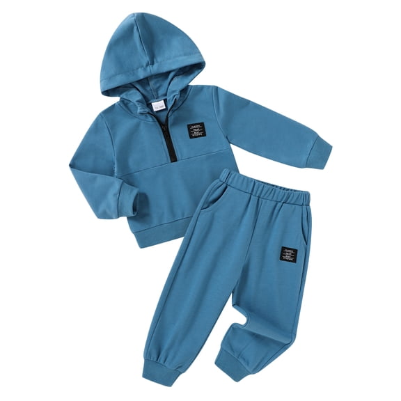 Tiny Cutey Toddler Boy Girl Clothes Set Fall Winter Half Zip Hoodie and Jogger Pants Tracksuit Set for 2-3T