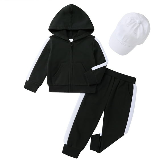 Tiny Cutey Toddler Girl Boy Hoodie Clothes Set Fall Long Sleeve Solid Baby Sweatsuit Outfits with Cap for 12-18 Months