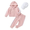 thumbnail image 1 of Tiny Cutey Toddler Girl Boy Hoodie Clothes Set Fall Long Sleeve Solid Baby Sweatsuit Outfits with Cap for 12-18 Months, 1 of 8