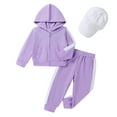 thumbnail image 1 of Tiny Cutey Toddler Girl Boy Hoodie Clothes Set Fall Long Sleeve Solid Baby Sweatsuit Outfits with Cap for 2-3T, 1 of 8