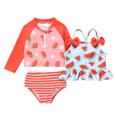 thumbnail image 1 of Tiny Cutey Toddler Girl Swimsuit Baby Long Sleeve Rashguard Top and Tankini Bathing Suit 3 Piece Set for 3-4T, 1 of 8