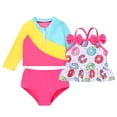 thumbnail image 1 of Tiny Cutey Toddler Girl Swimsuit Baby Long Sleeve Rashguard Top and Tankini Bathing Suit 3 Piece Set for 6-12 Months, 1 of 7