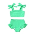 thumbnail image 1 of Tiny Cutey Toddler Girl Swimsuit Set Baby Solid Swimwear Summer Beach Bathing Suit Two Pieces for 2-3T, 1 of 6